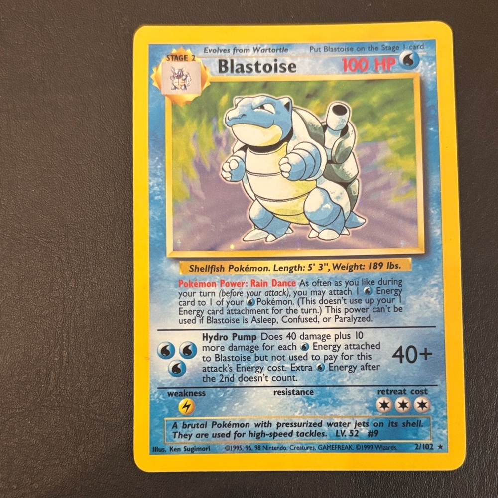 Blastoise Card holo 1998 English